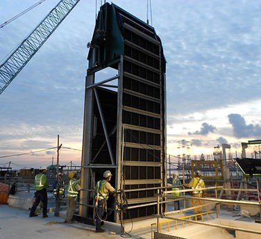 Water intake screen being installed